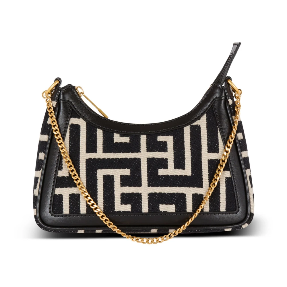Balmain Monogram Jacquard Schoudertas Black Dames