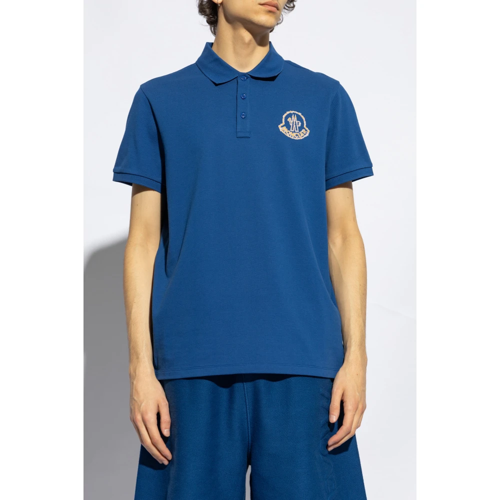 Moncler Polo shirt met logo Blue Heren