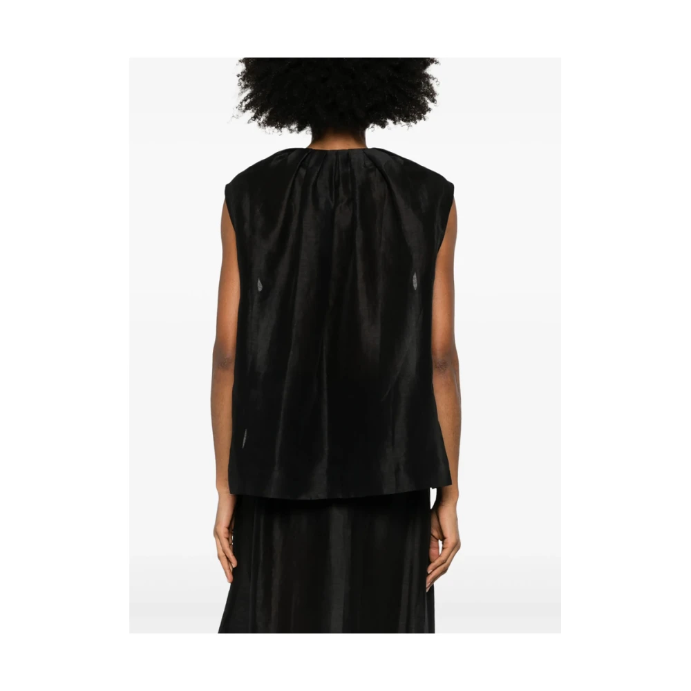 Mark Kenly Domino Tan Zwarte Mouwloze Crew Neck Sweater Black Dames