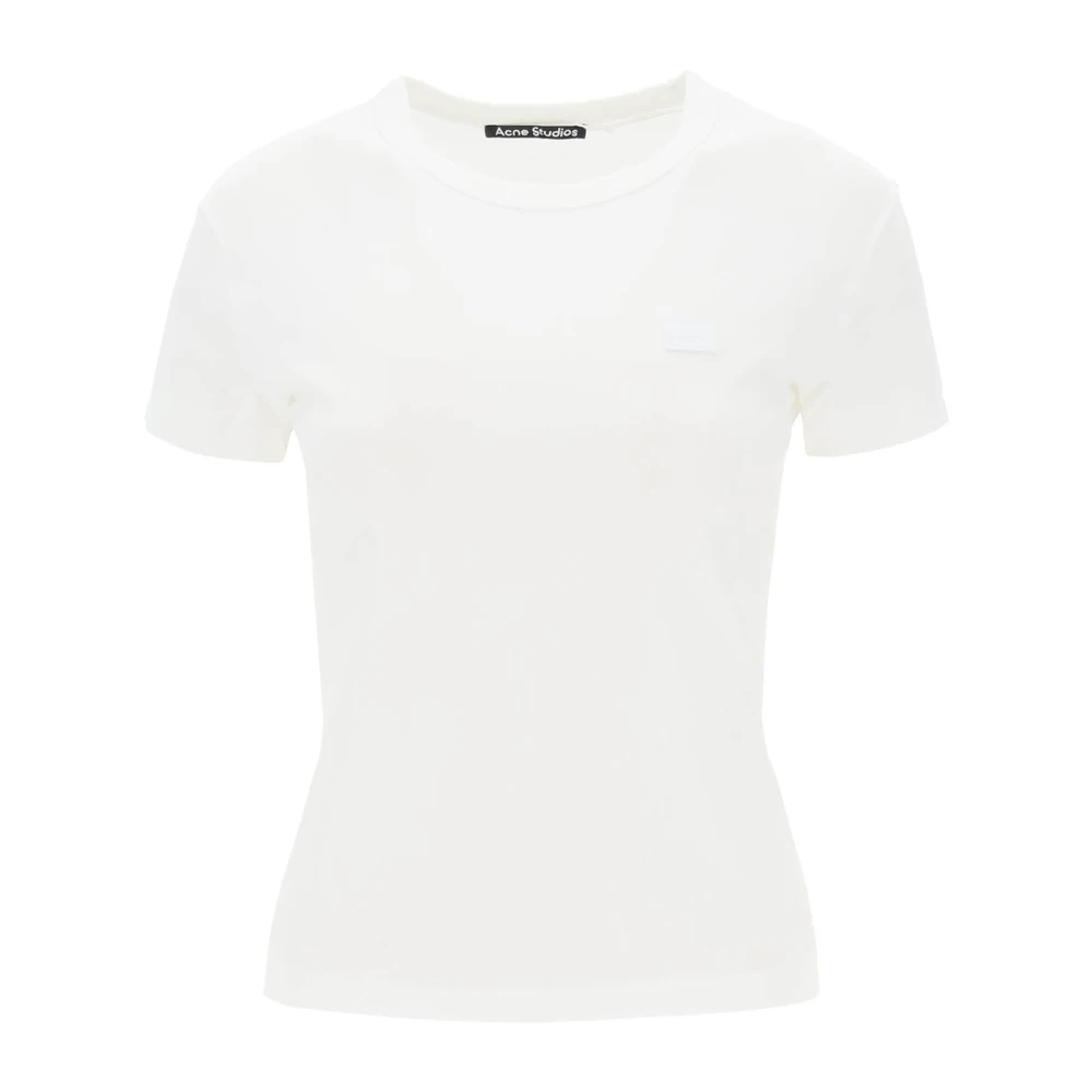 Acne Studios T-Shirt met Logo Patch White Dames