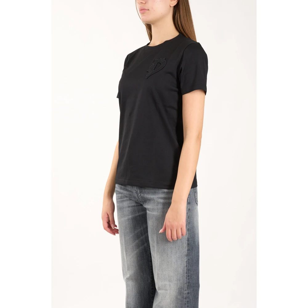 Dondup Geborduurd katoenen jersey t-shirt Black Dames