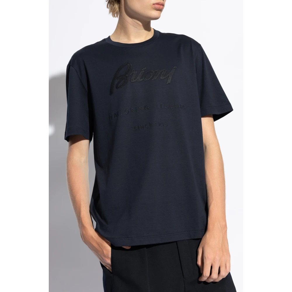 Brioni T-shirt met geborduurd logo Blue Heren