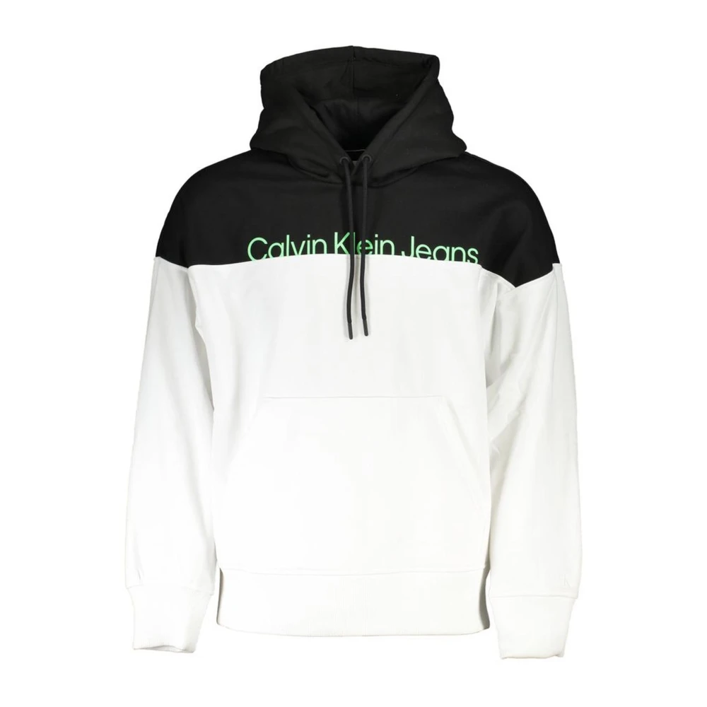 Calvin Klein Jeans Relaxte Colorblock Hoodie met Bedrukt Logo White Heren