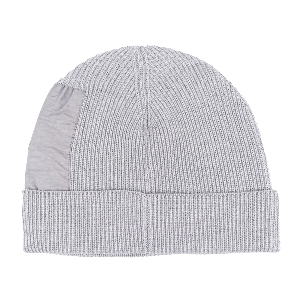 C.P. Company Mannen wol en katoen muts met lens detail Gray Heren