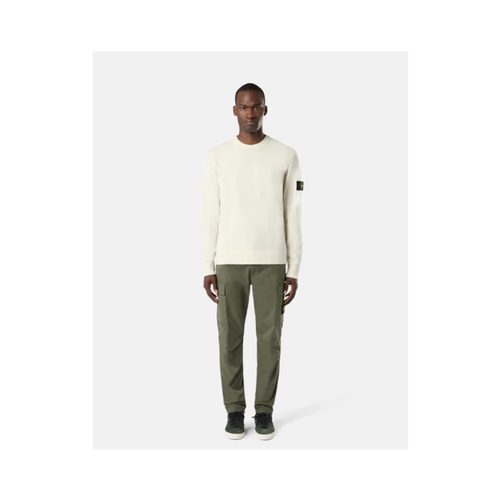 Stone Island Off White Crewneck Wollen Trui White Heren