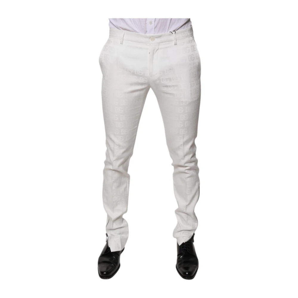 Dolce & Gabbana Witte Katoenen Formele Pantalon White Heren