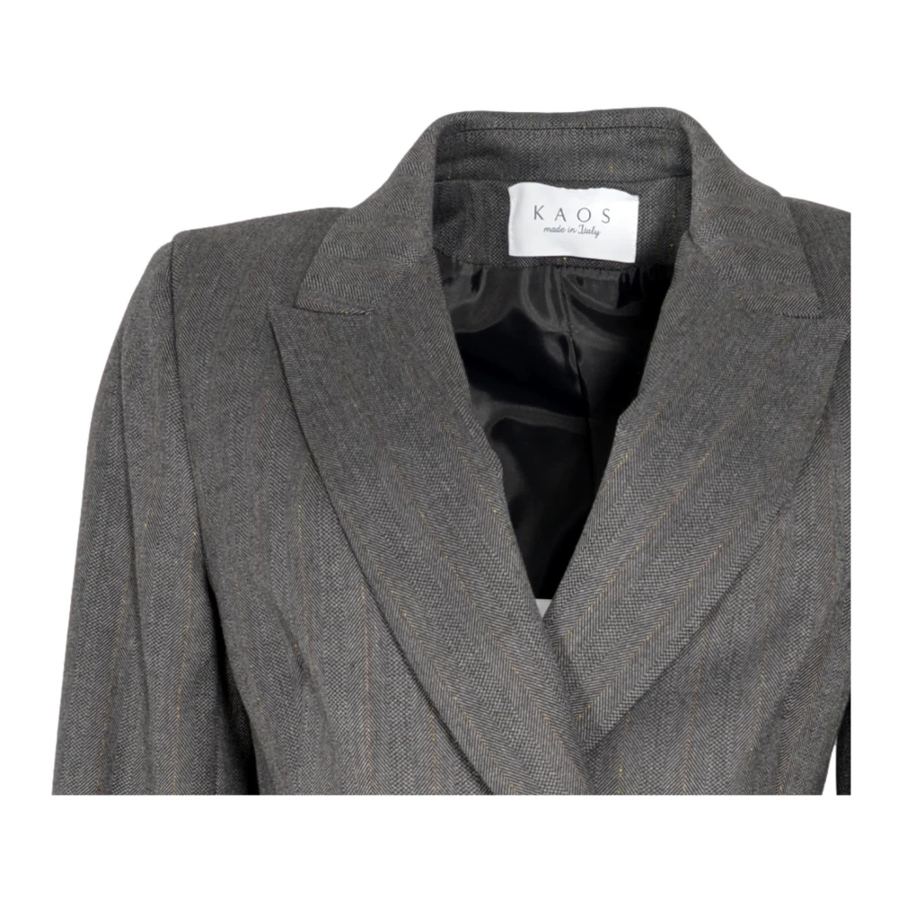 Kaos Double-Breasted Jacket met Lurex-inzet Gray Dames