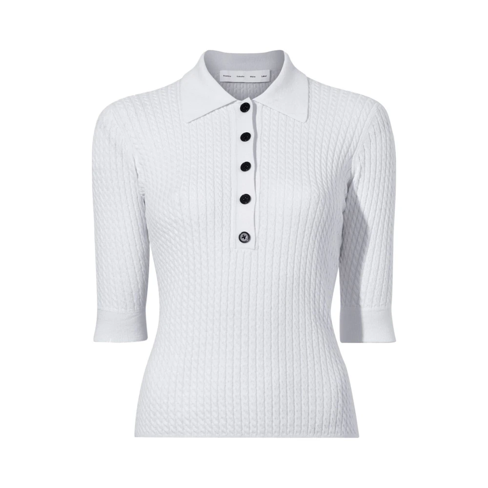 Proenza Schouler Micro Cable Gebreide Poloshirt White Dames