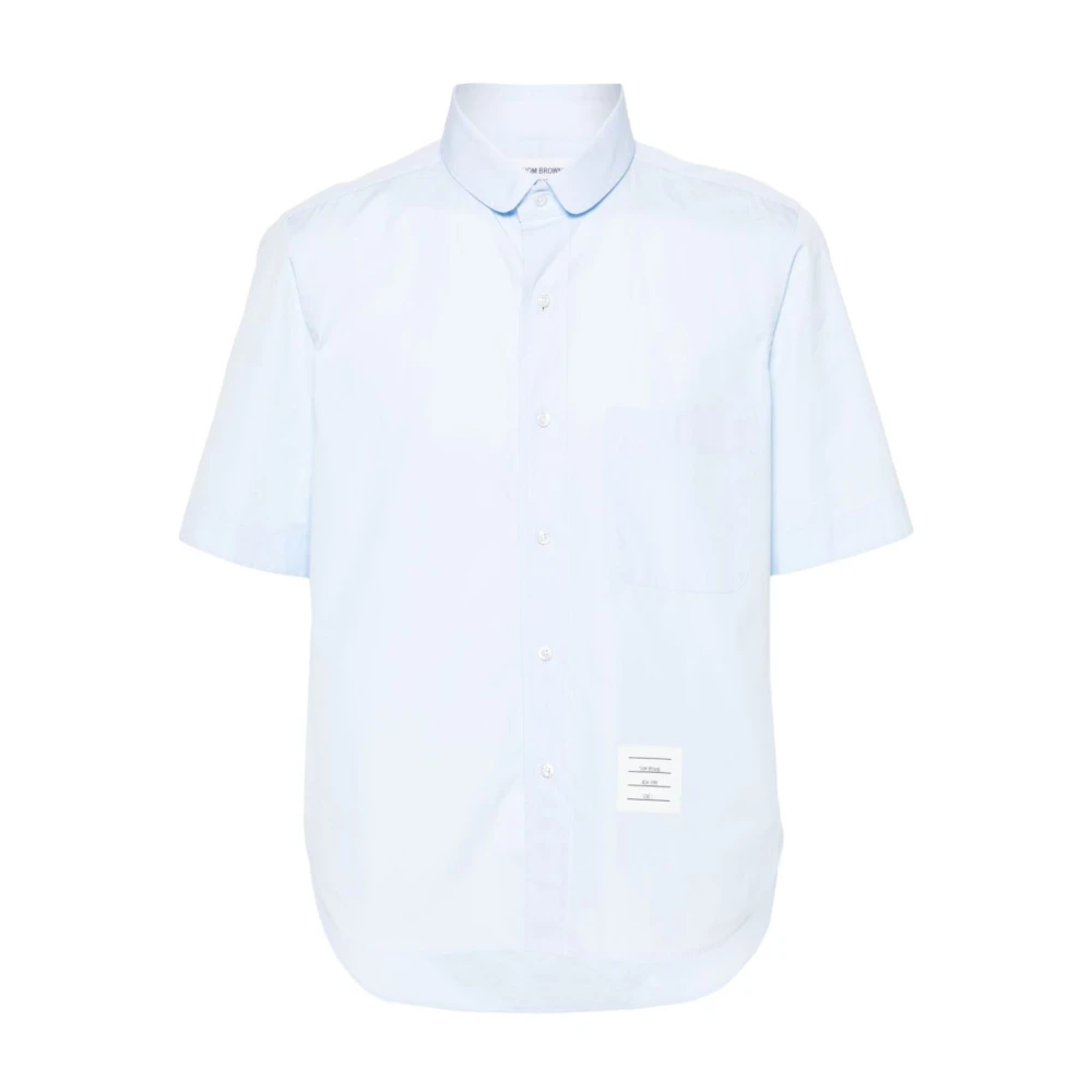 Thom Browne Blauwe Poplin Overhemd met Logopatch Blue Heren