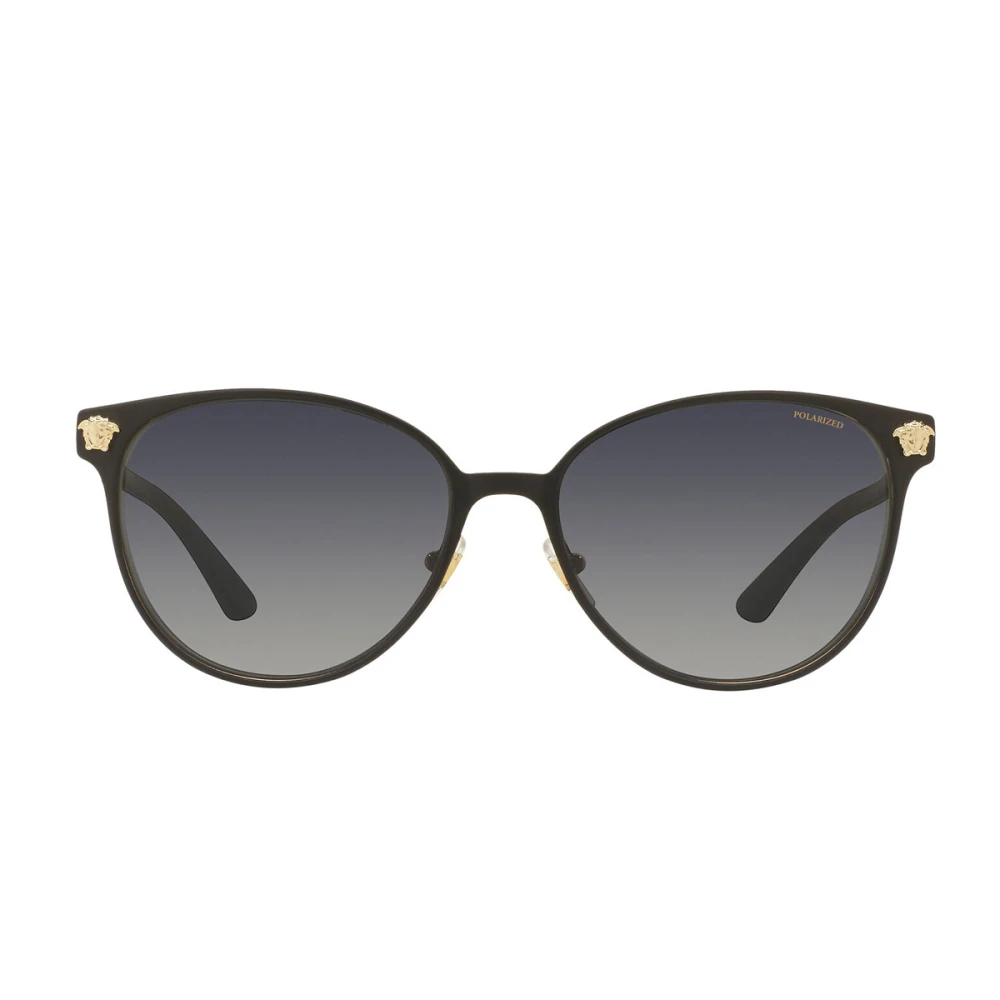 Versace Grey Woman Ve2168 1377T3 Sunglasses Metal Black Pantos Polarized Shaded - Image 4