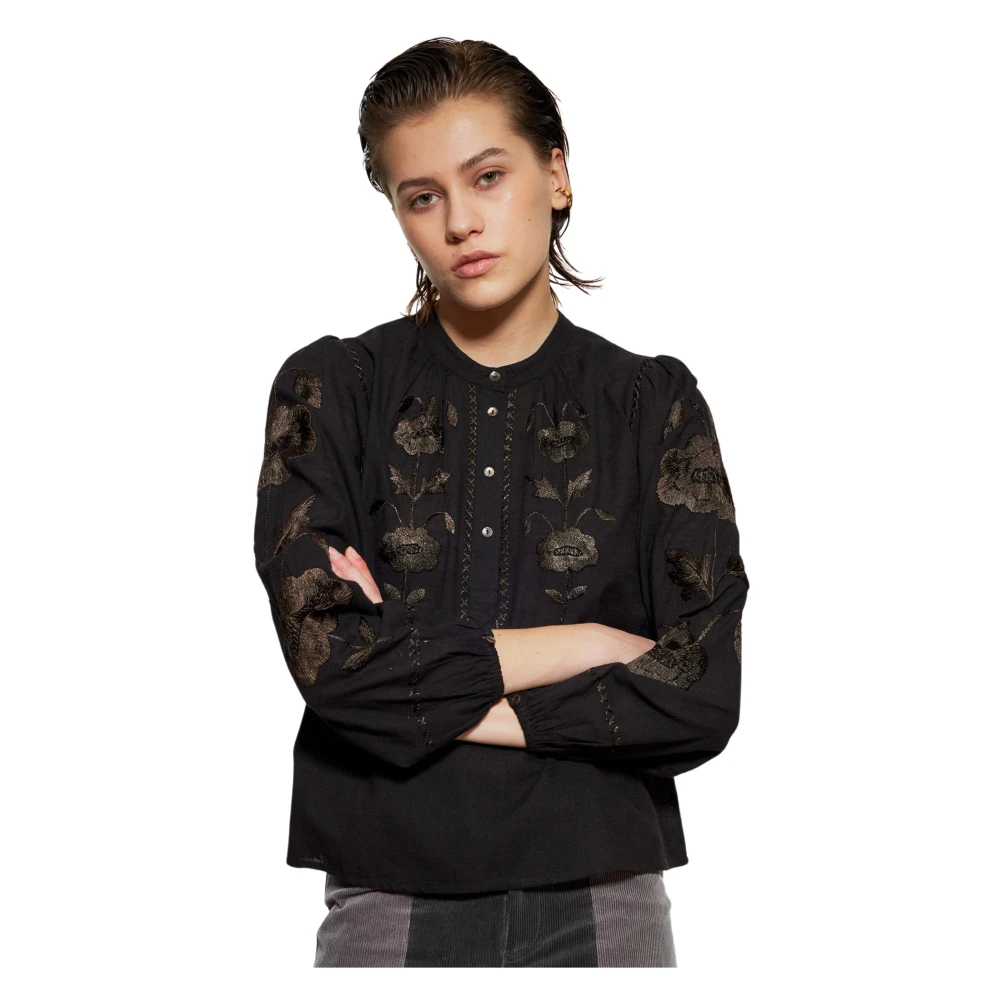 Antik batik Isla Blouse Stijlvol en Elegant Black Dames