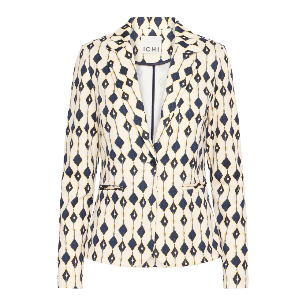 Ichi Eclipse Ikat Aop Blazer Jas Beige Dames