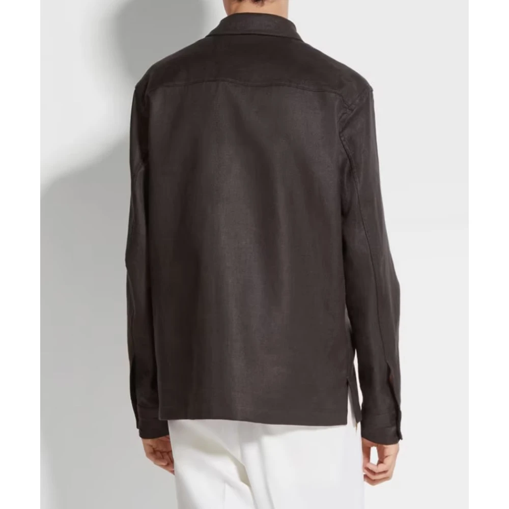 Ermenegildo Zegna Linnen overshirt Oasi Brown Heren