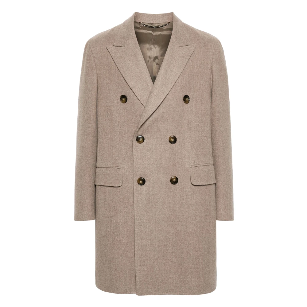 Canali Dubbelbreasted wollen jas Beige Heren