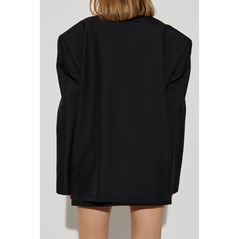 Balenciaga Blazer met wollen afwerking Black Dames
