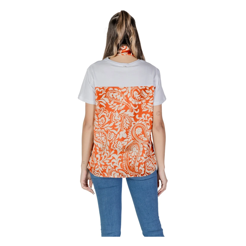 Liu Jo Wit Bedrukt T-shirt met Ronde Hals Multicolor Dames