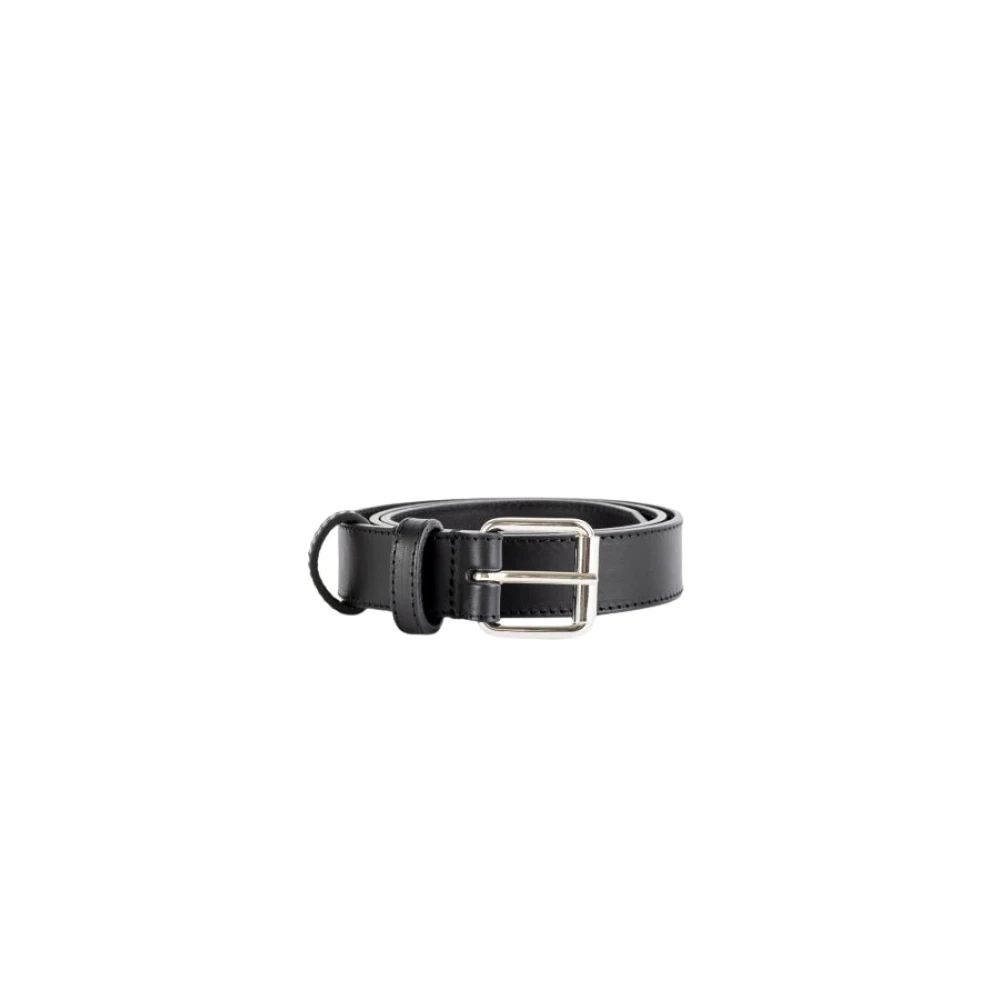 Comme des Garçons Klassieke Zwarte Leren Riem met Zilveren Gesp Black Dames