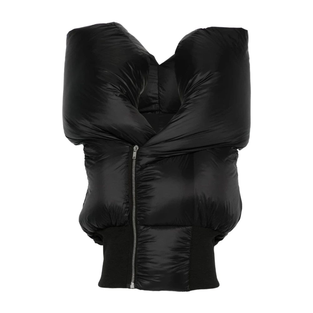 Rick Owens Gewatteerde mouwloze vest in zwart Black Heren