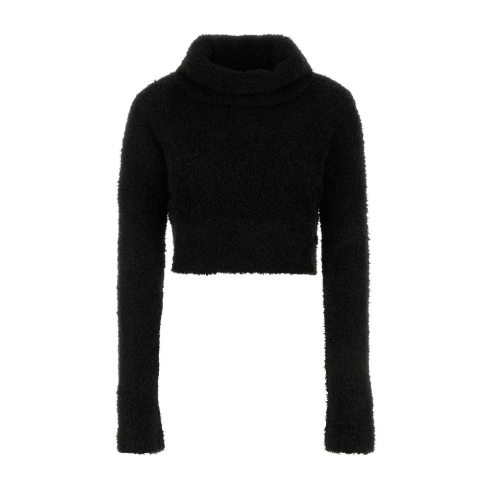 Saint Laurent Zwarte Cropped Oversized Sweater Black Dames