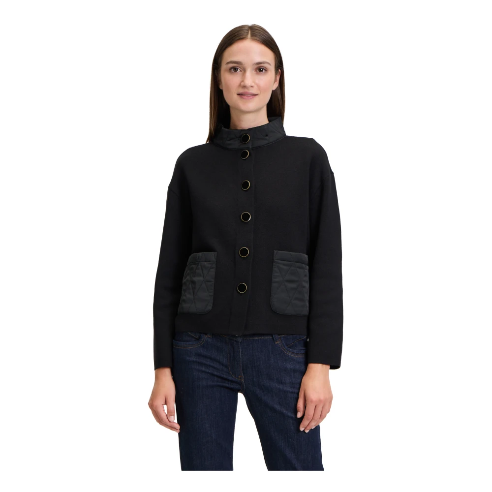 Betty Barclay Casual Gebreid Vest met Opstaande Kraag Black Dames