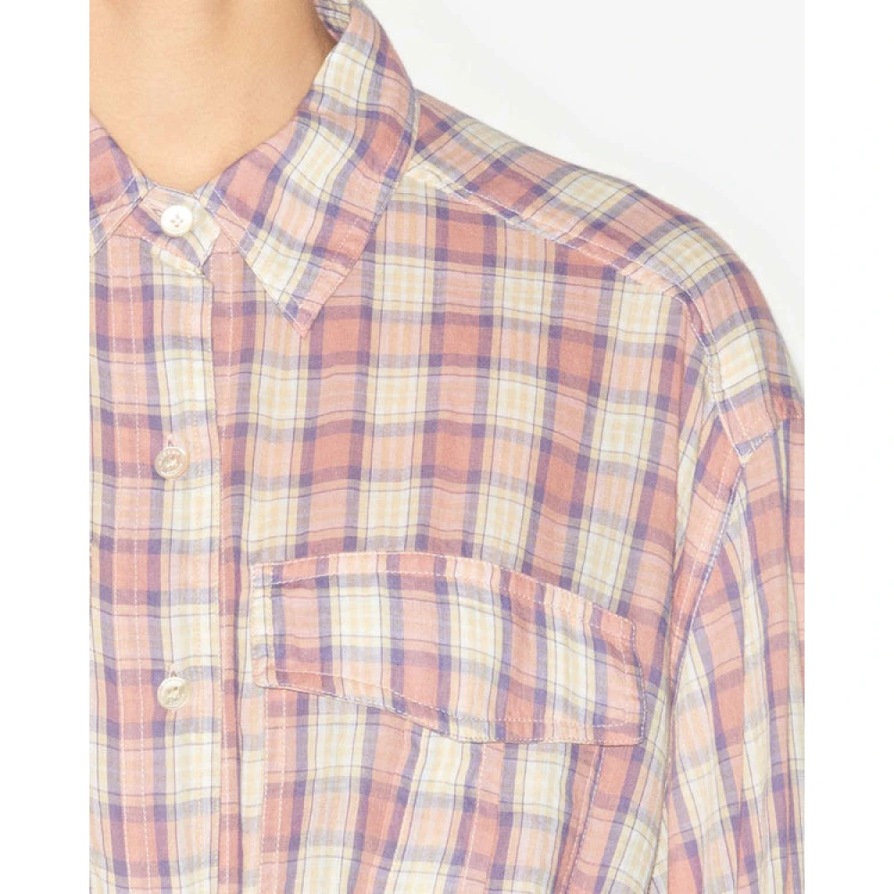 Isabel Marant Étoile Geruite Katoenen Knoopshirt Pink Dames