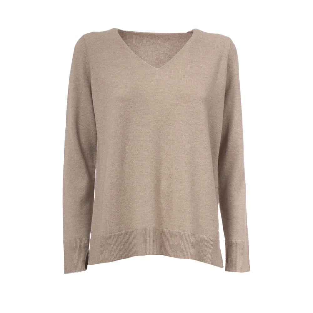 Le Tricot Perugia Wollen zijden en kasjmier gebreide trui Beige Dames