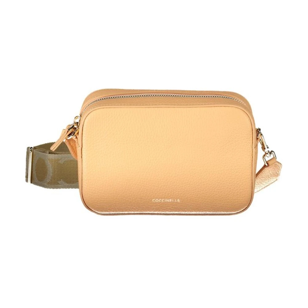 Coccinelle Oranje Leren Handtas met Logo Rits Orange Dames