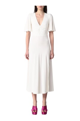white-flutter-sleeve-v-neck-dress