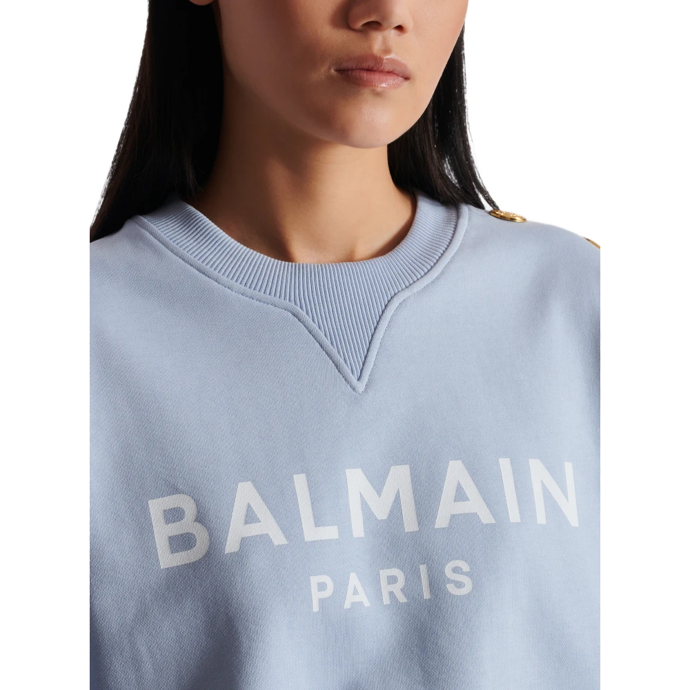 Balmain Gedrukte Parijse sweatshirt Blue Dames