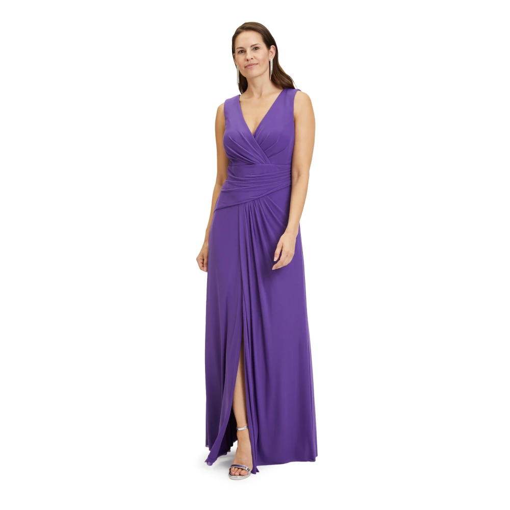 Vera Mont Elegant V-Neck Evening Dress Purple Dames