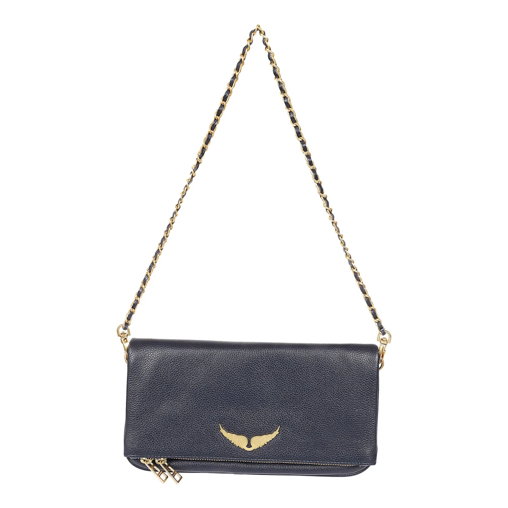 Zadig & Voltaire Gestructureerde leren Rock Pochette Blue Dames