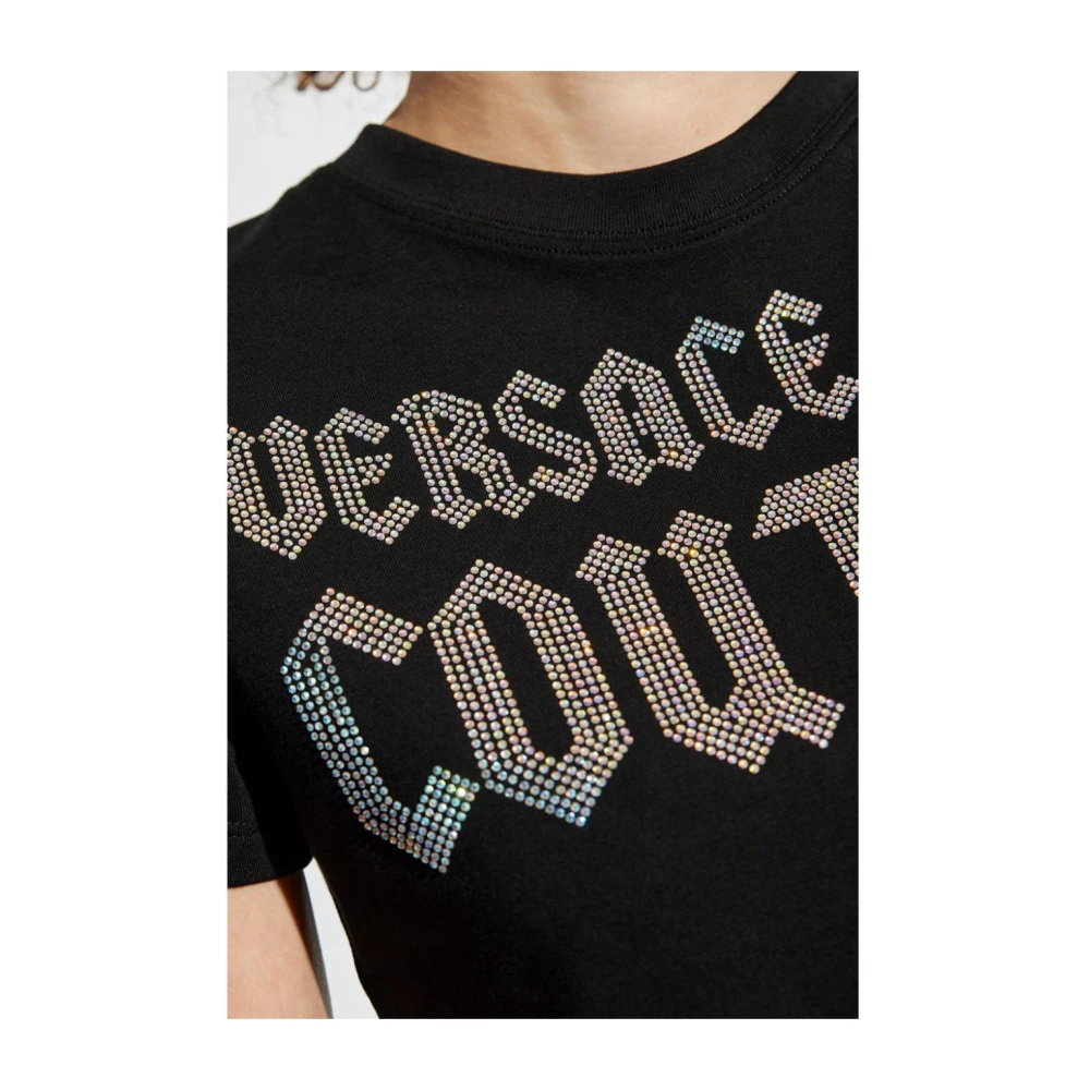 Versace Jeans Couture Zwarte T-shirts & Polo's voor vrouwen Black Dames