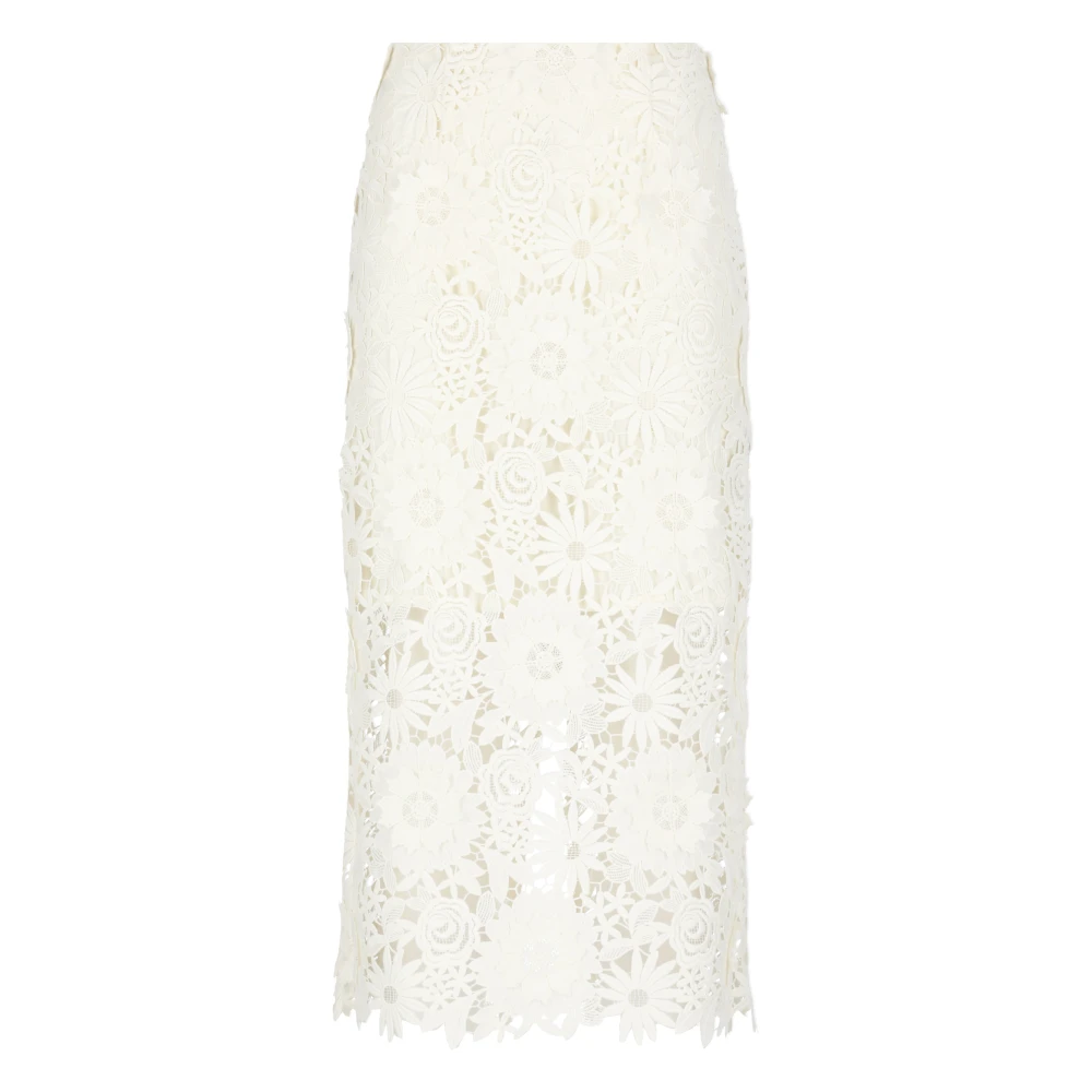 Rotate Birger Christensen Kantpatroon Ivoor Rok Beige Dames