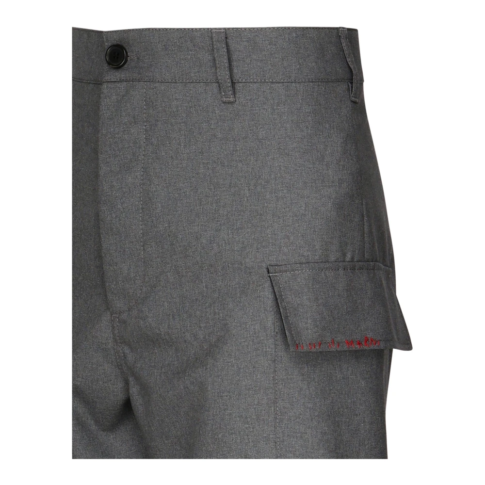 Marni Grijze Cargo Broek Knoopsluiting Gray Heren