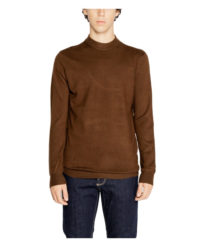 brown-long-sleeve-knitwear-men-fall-winter