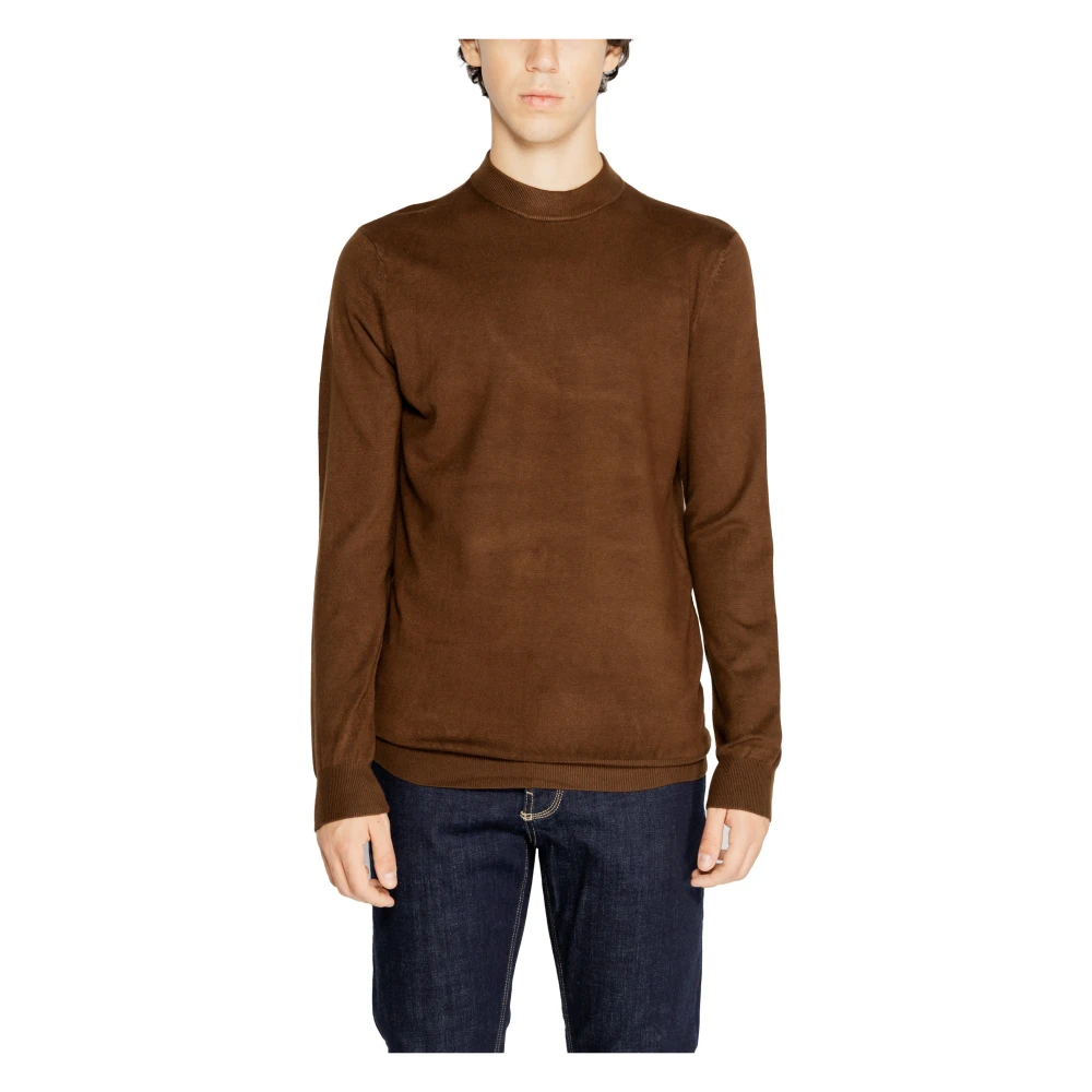 Antony Morato Bruine Lange Mouw Gebreide Heren Herfst Winter Brown Heren