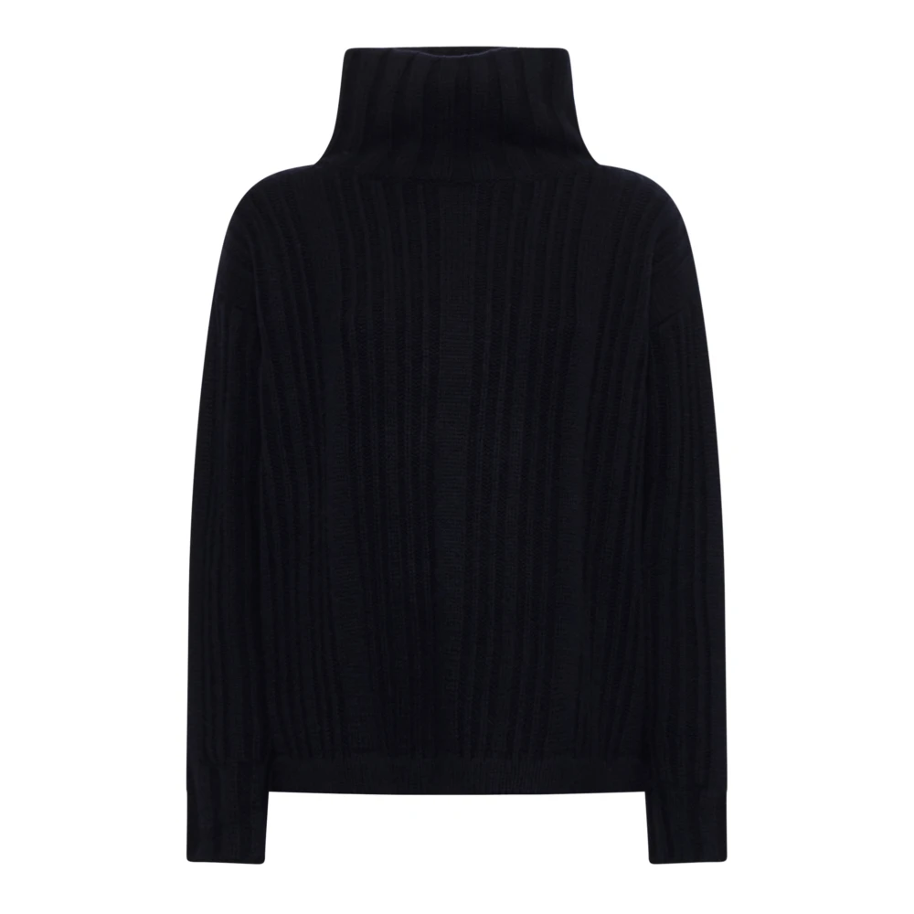 Max Mara Navy Blue Mock Neck Sweater Blue, Dam