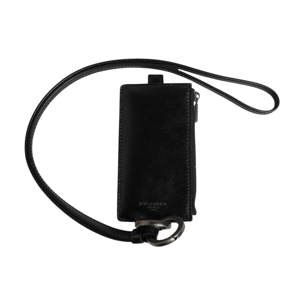 Dolce & Gabbana , Wallets & Cardholders, Unisex, Black, One Size, Black Leather Logo Embossed Card Holder - Image 4