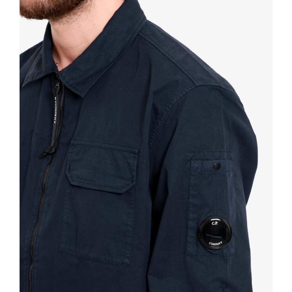 C.P. Company Blauw Katoenen Overhemd met Volledige Rits Blue Heren