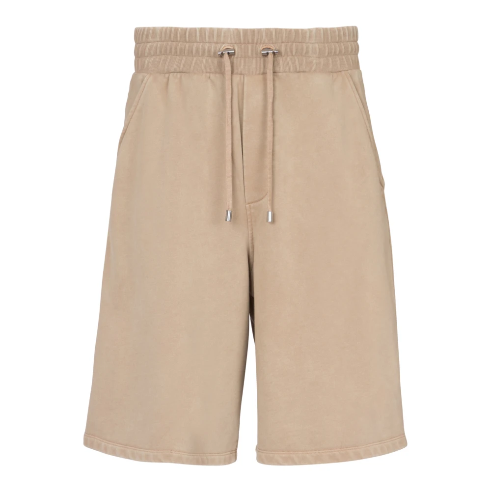 Balmain Katoenen Bermuda shorts met vintage borduurwerk Beige Heren