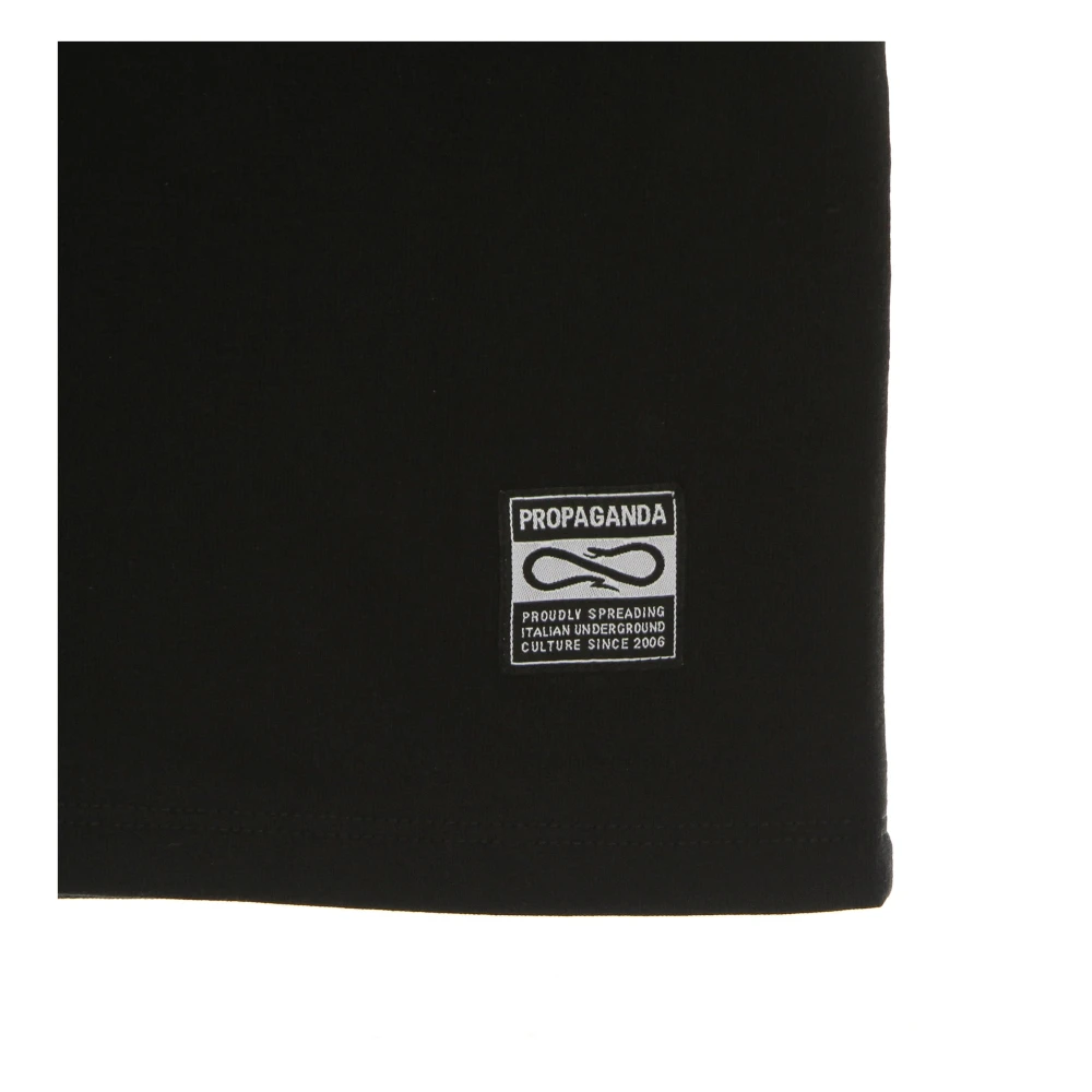 Propaganda Zwarte Tee met Geborduurd Label Black Heren