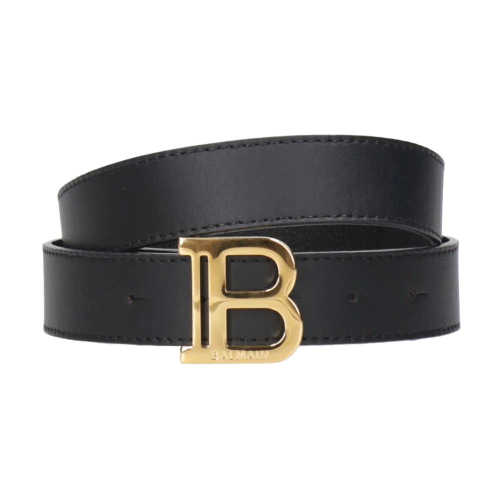 Balmain Kinderriem van kalfsleer met gouden gesp Black Heren