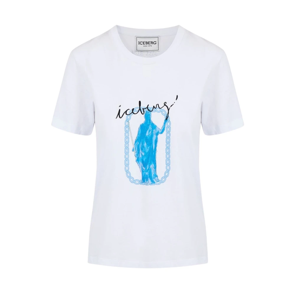 Iceberg Roma Print Wit T-shirt Regular Fit White Dames