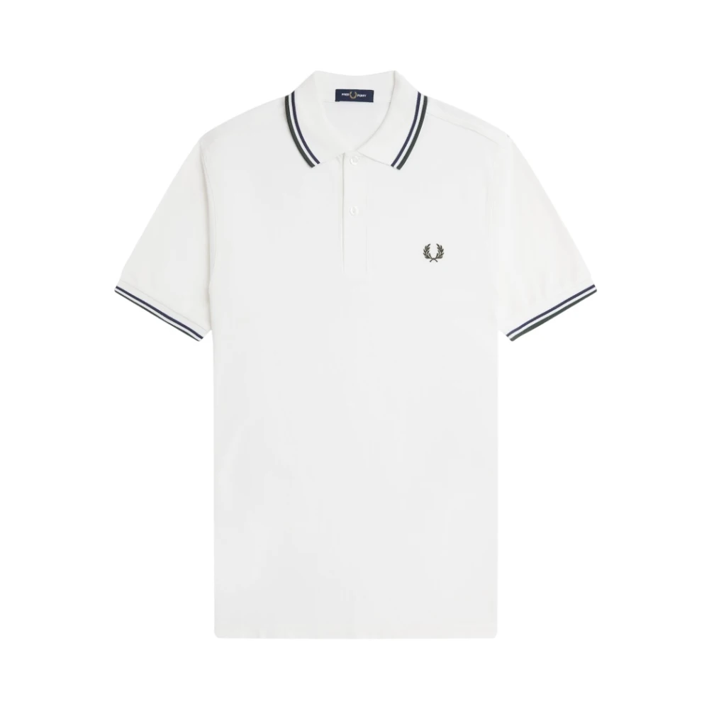 Fred Perry Men's White Polo Shirts, 2XL, Double Stripe Polo Shirt