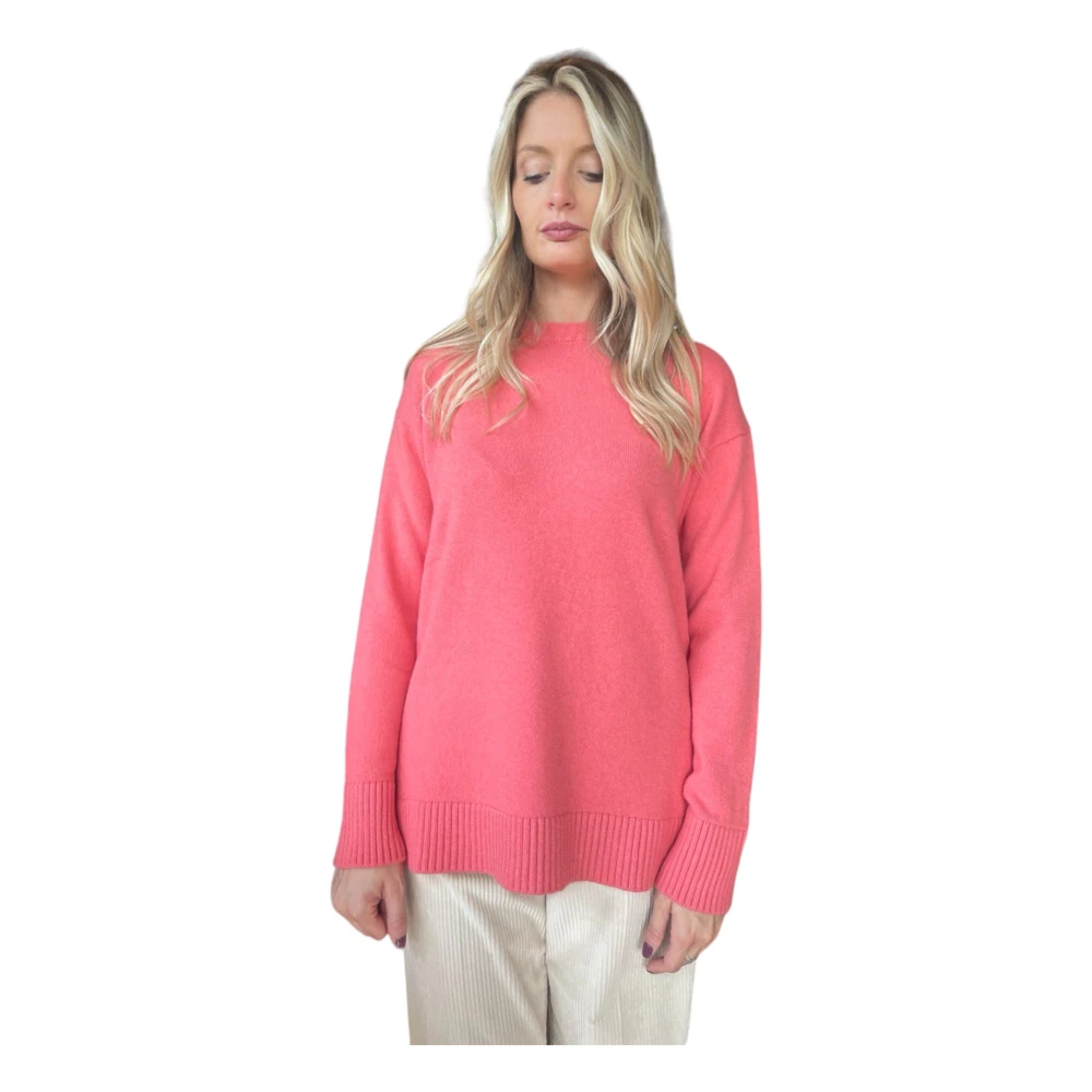 Clips Bicolor Crewneck Sweater Pink Dames