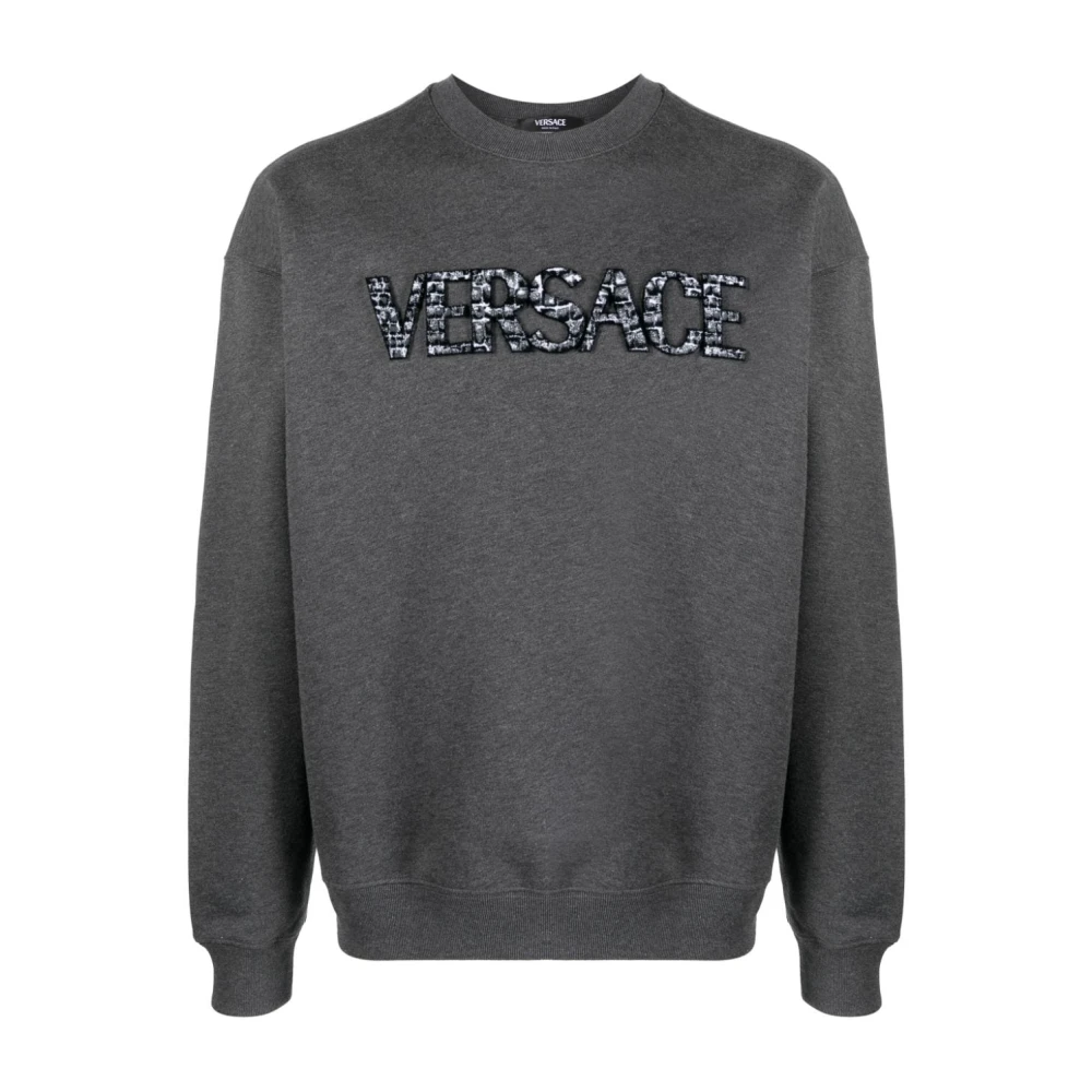 Versace Men's Gray Embroidered Sweatshirt - Sweatshirts - S - Sweatshirts & Hoodies