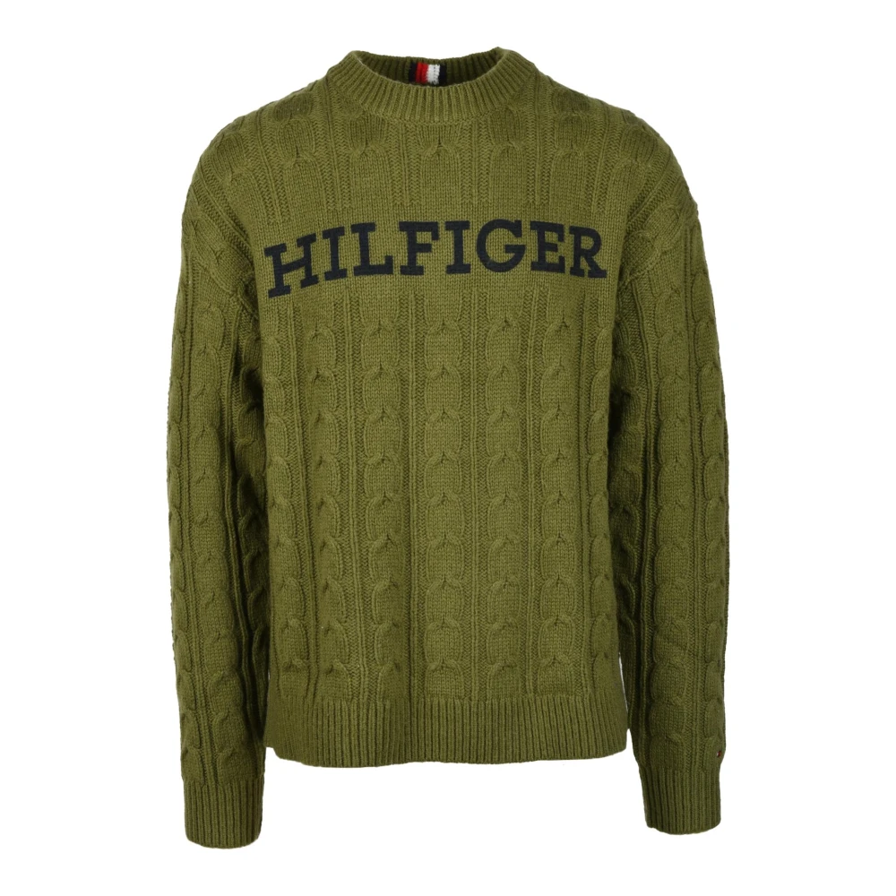 Tommy Hilfiger Wolmix Gebreide Trui Green Heren