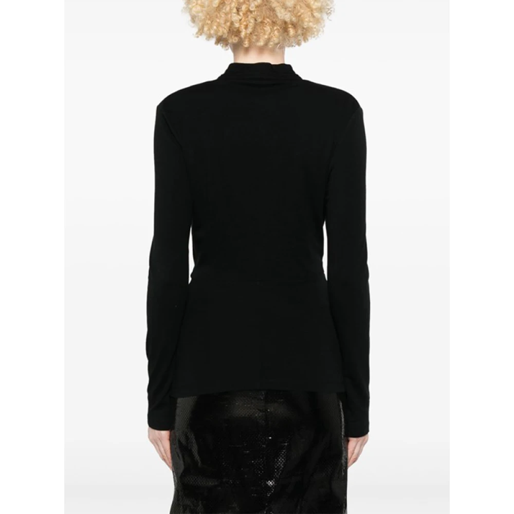 Diane Von Furstenberg Zwarte V-hals Jersey Top met Details Black Dames