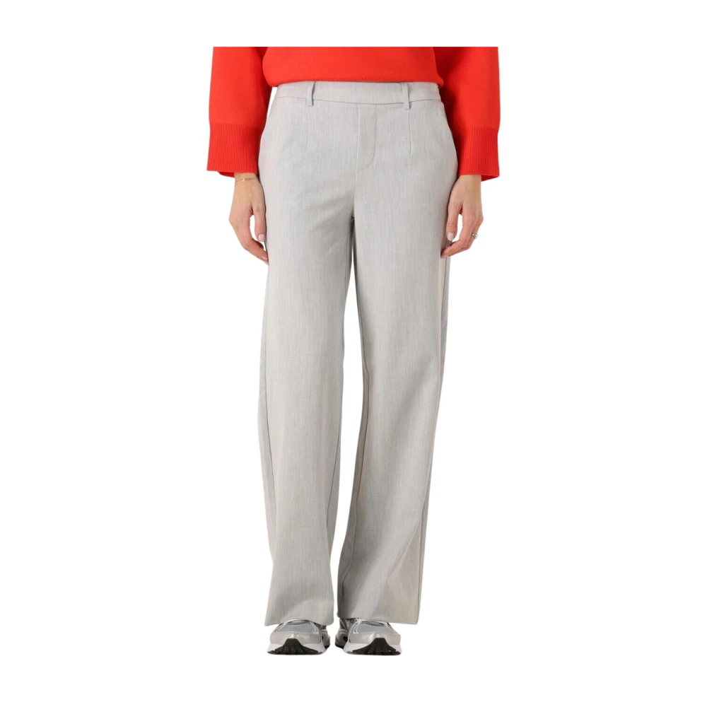 Object Wijde broek met veerdetail Gray Dames