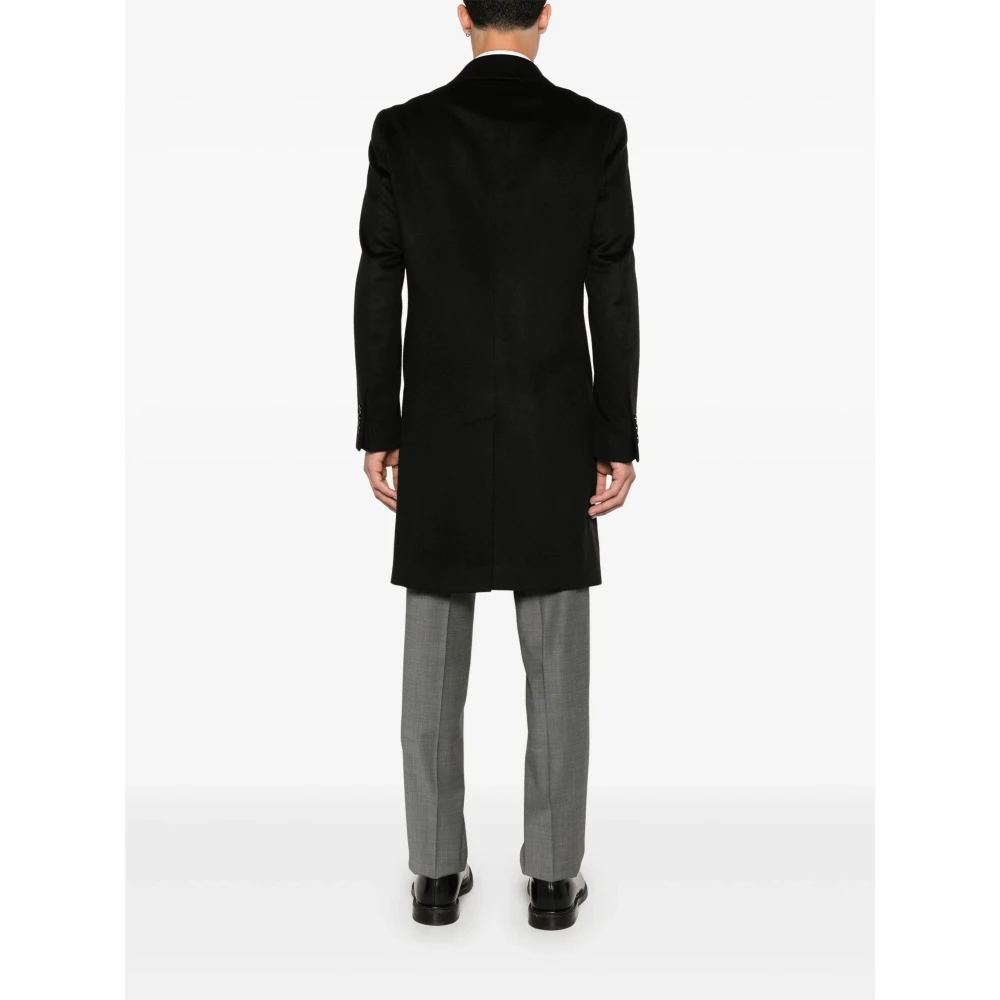 Hugo Boss Wol Kasjmier Jas met Knoopsluiting Black Heren